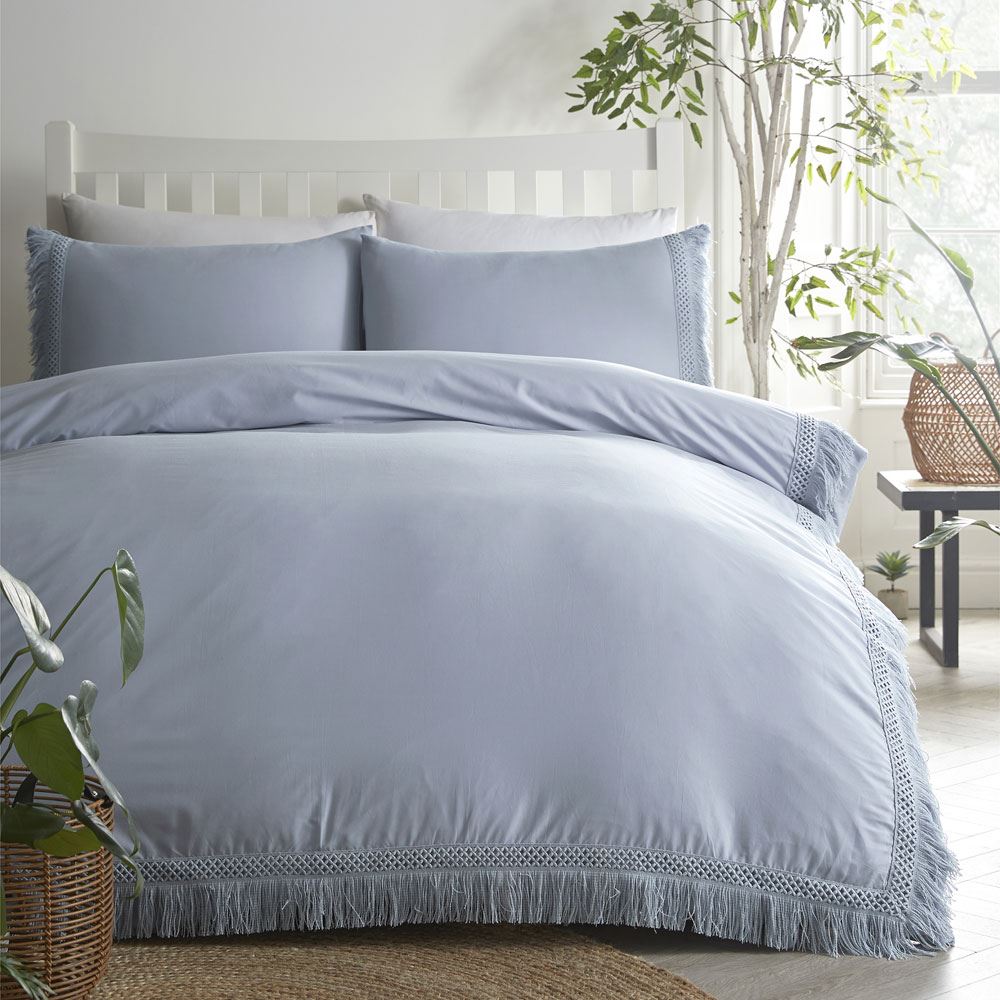 Appletree Boutique Tasha Trellis Lace Embroidered 100% Cotton Duvet Cover Set