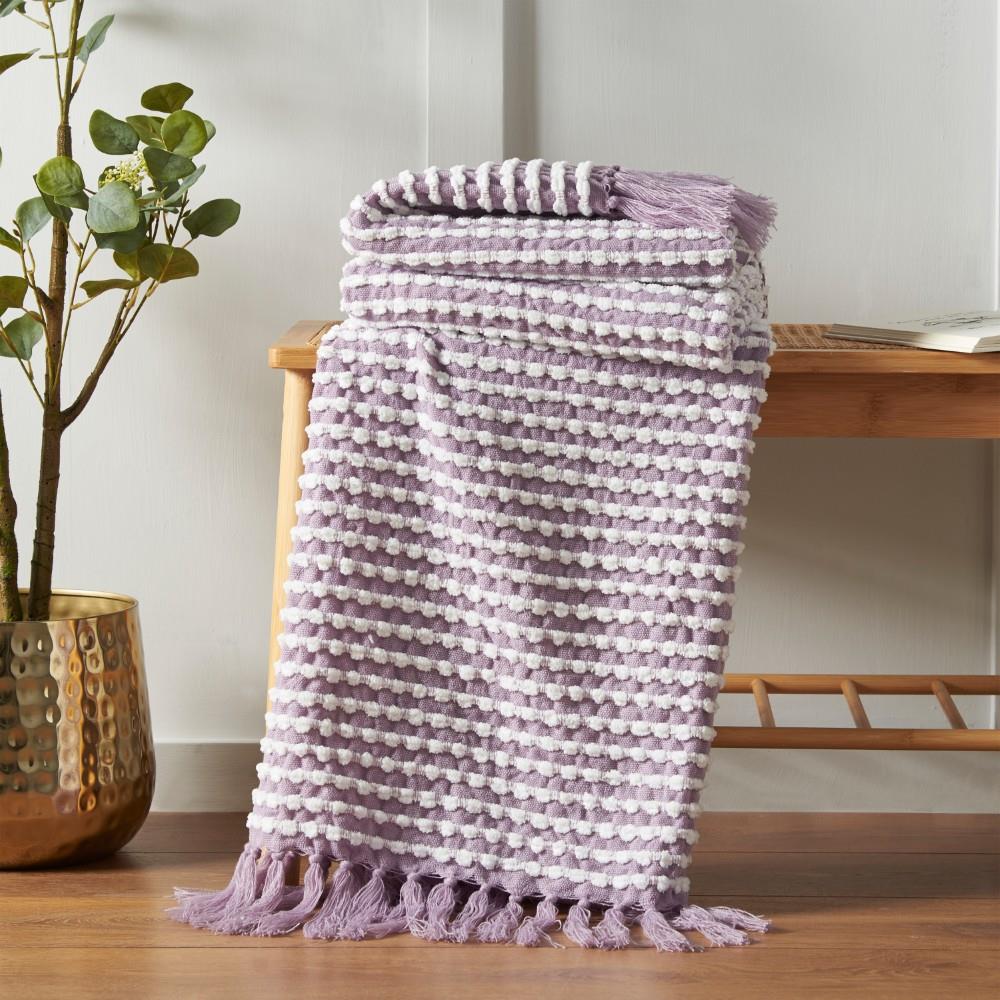 Catherine Lansfield Stab Stitch Textured Tasselled Throw
