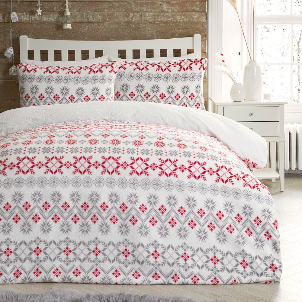 Fusion Christmas Fairisle Super Soft Fleece Duvet Cover Set
