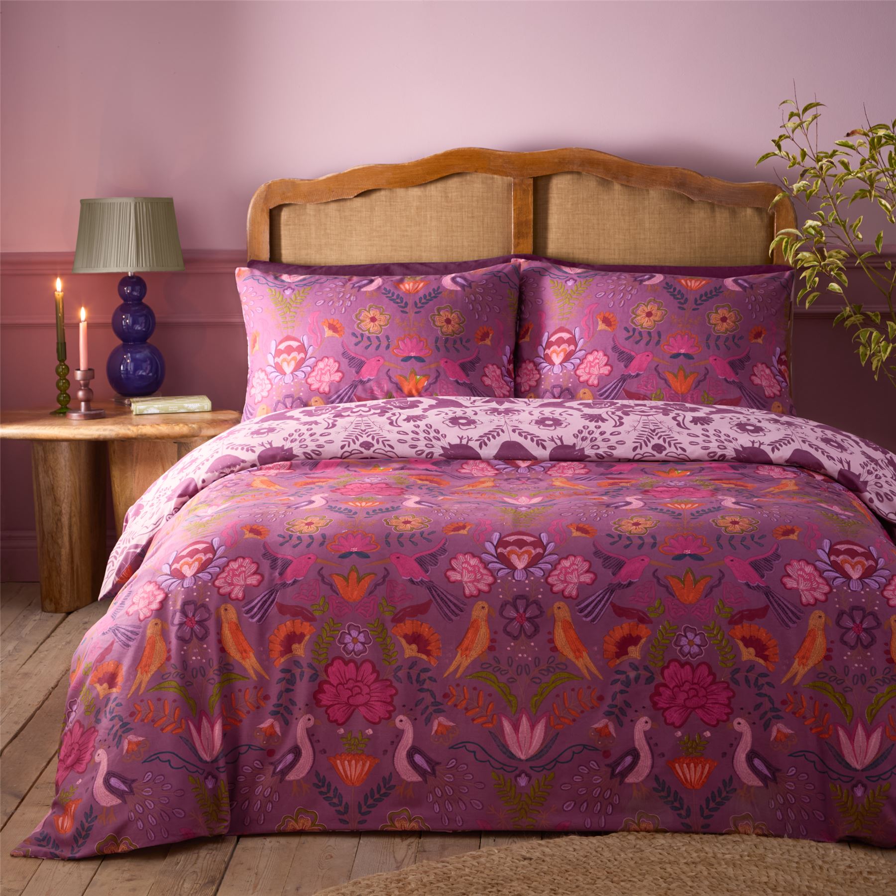 Furn Broderie Floral Easy Care Reversible Duvet Cover Set