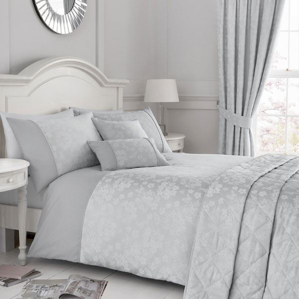 Serene Blossom Floral Jacquard Cotton Blend Duvet Cover Set