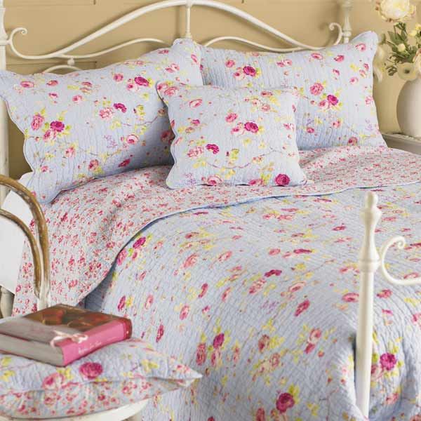 Paoletti Honeypot Lane Floral Woven 100% Cotton Quilted Bedspread