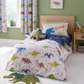 Catherine Lansfield Prehistoric Dinosaurs Reversible Junior Duvet Cover Set with Pillowcases Natural