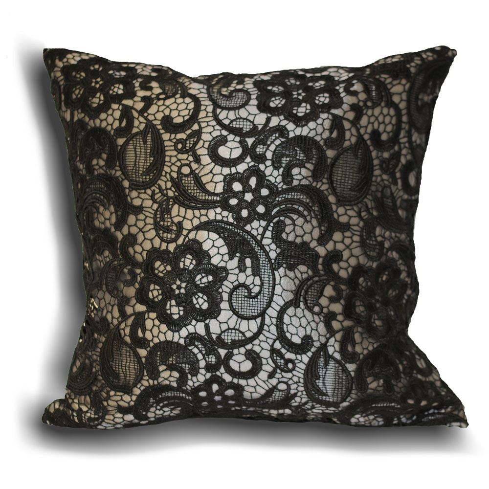 Riva Home Macrame Embrodered Lace Pattern Cushion Cover