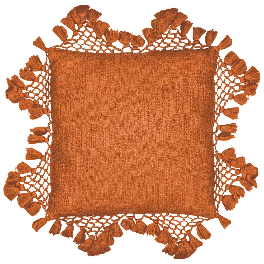 The Linen Yard Anko Marcrame 100% Cotton Tasselled Cushion Cover
