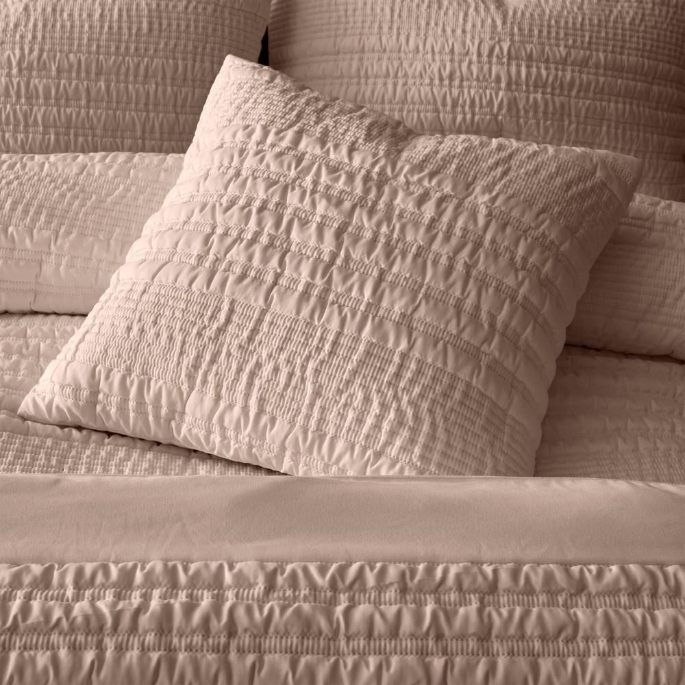 Catherine Lansfield Lennon Stripe Seersucker 45x45cm Cushion Clay