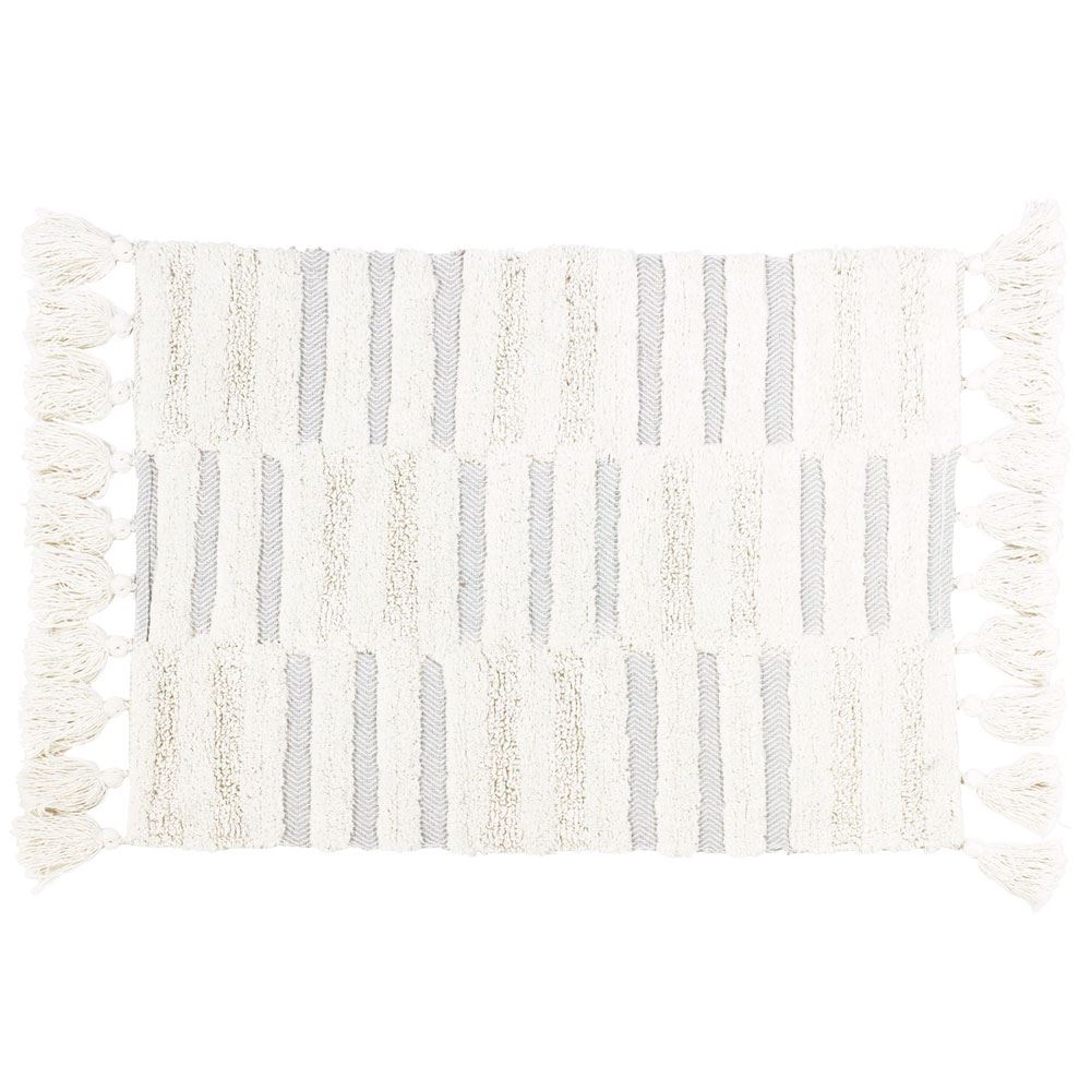 The Linen Yard Tasselled Stitch 100% Cotton Bath Mat