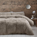 Catherine Lansfield Cuddly Deep Pile Faux Fur Super King Duvet Cover Set with Pillowcases Natural