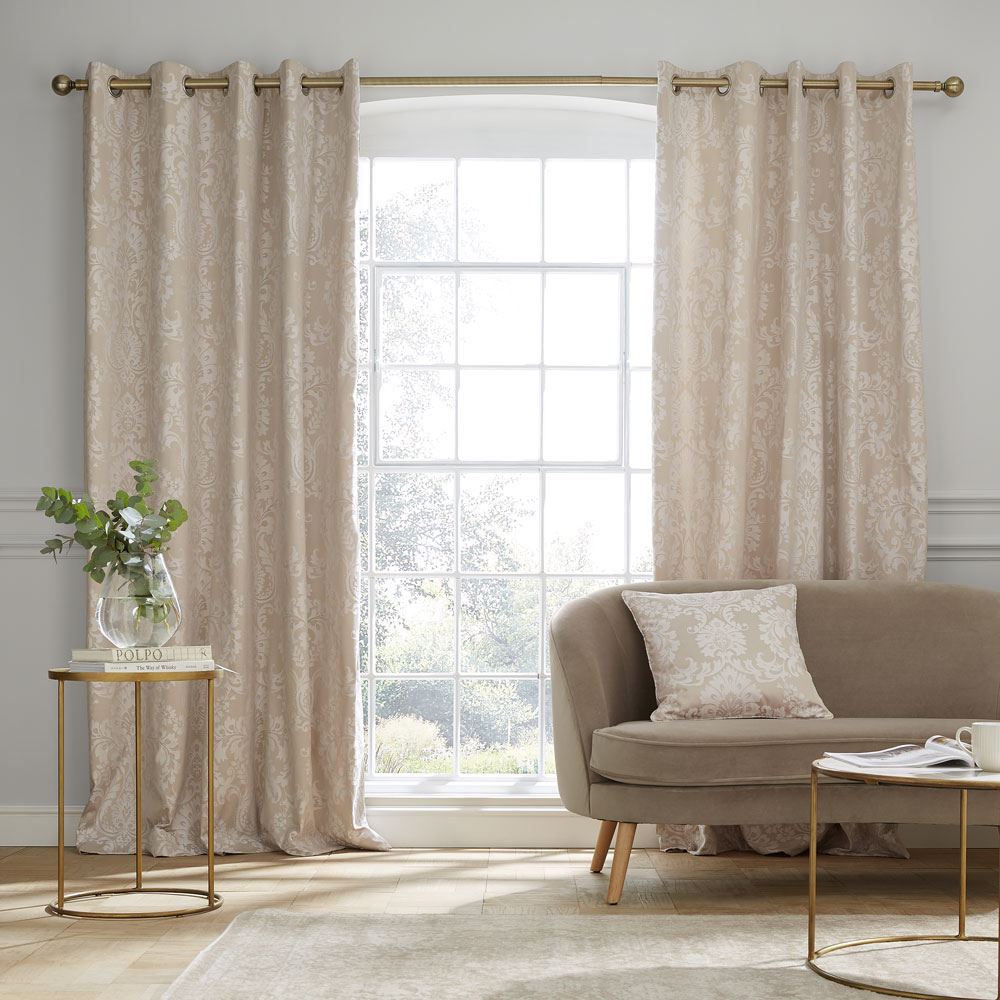 Catherine Lansfield Damask Jacquard Lined Eyelet Curtains