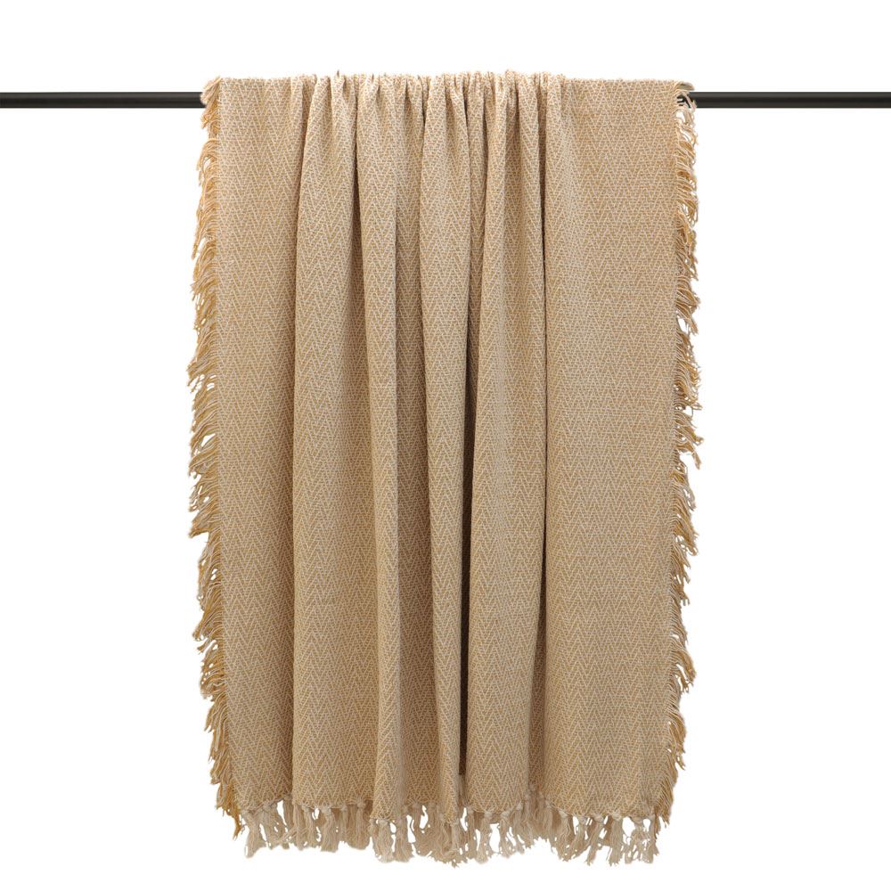 Furn Jasper Herringbone Weave 100% Cotton Fringed Throw