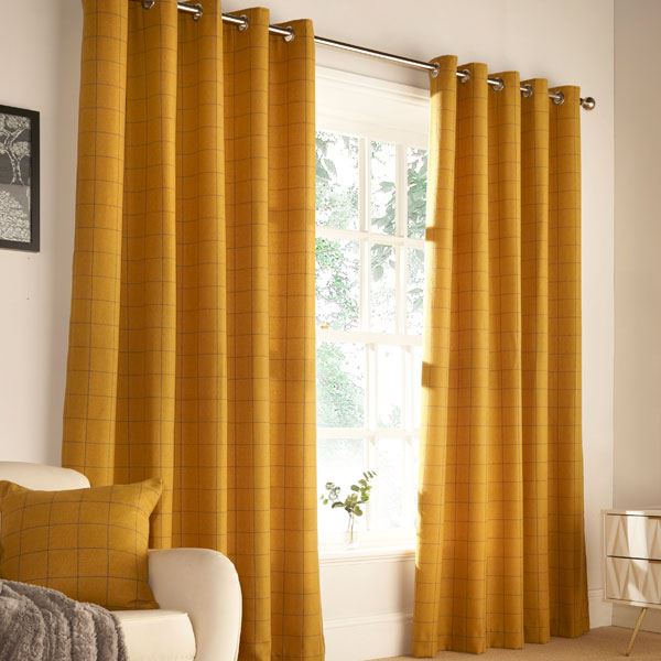 Furn Ellis Check Woven Eyelet Lined Curtains