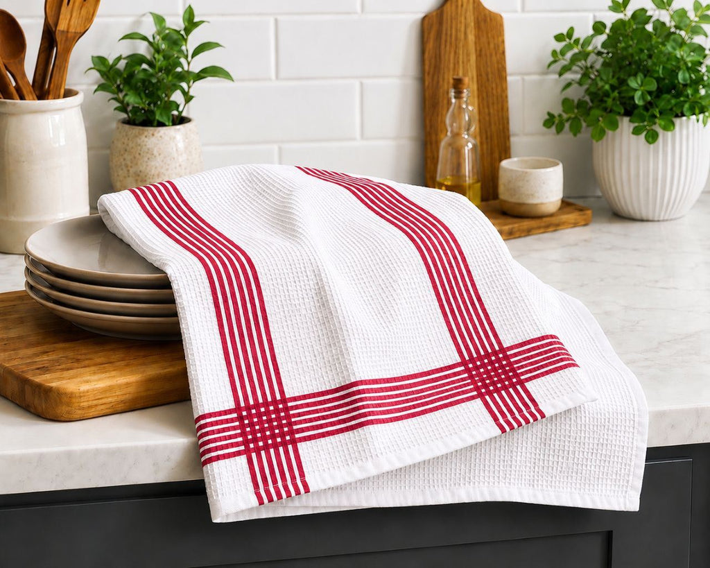 Night Zone Waffle Tea Towels 2 Pack, 100% Cotton