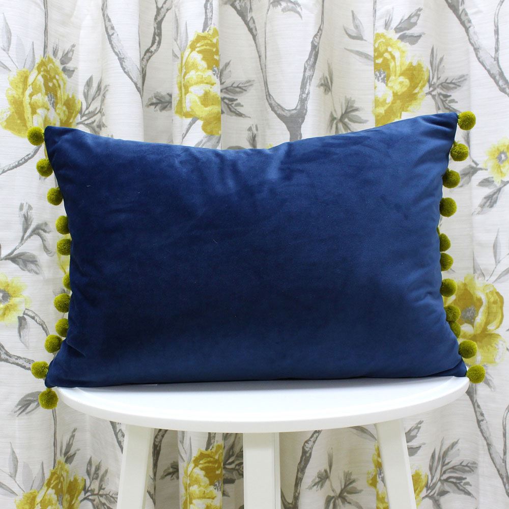 Riva Paoletti Fiesta Velvet Pom Pom Fringe Cushion Cover