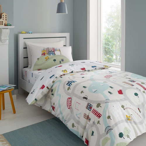 Bianca Transport Print 100% Cotton Reversible Duvet Cover Set
