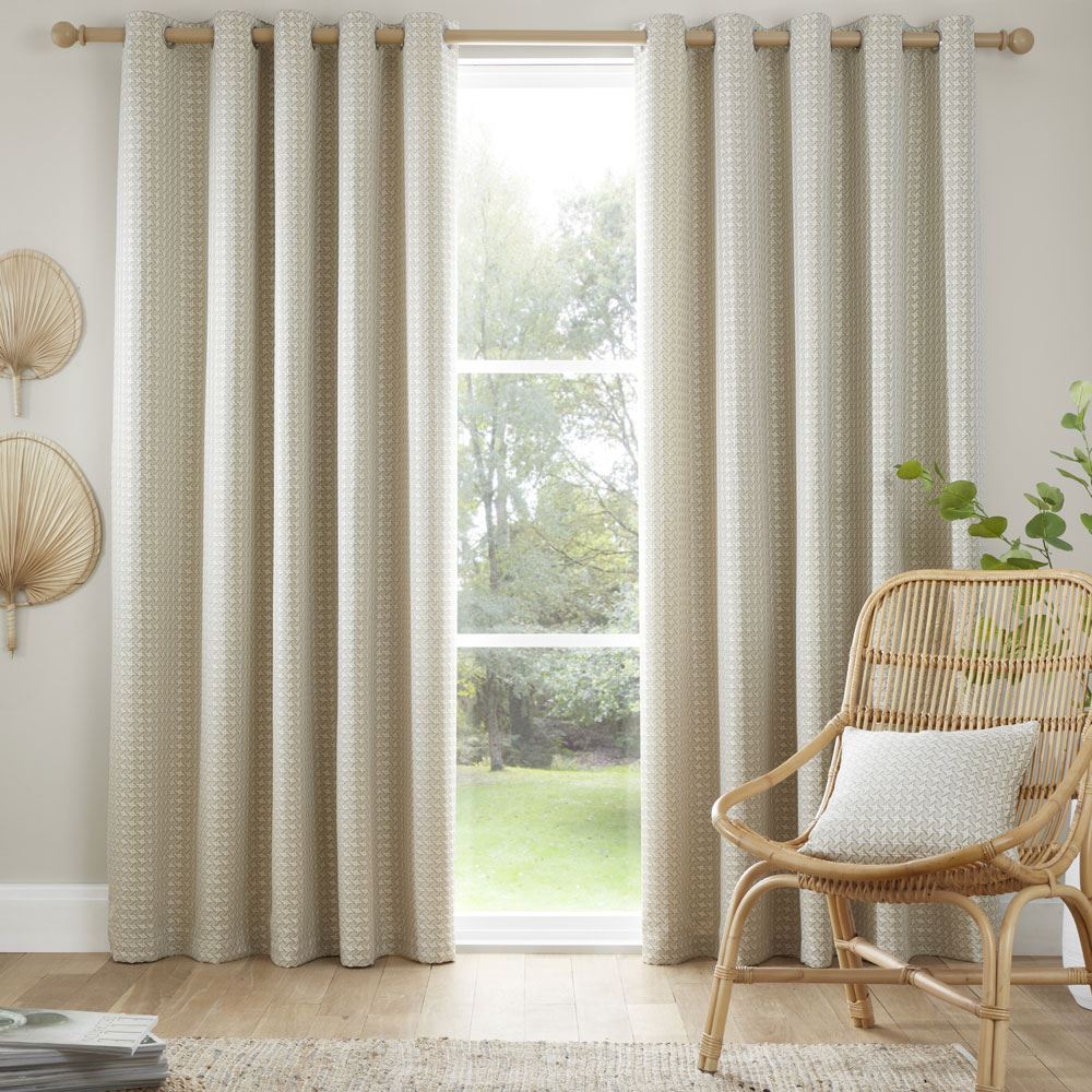 Curtina Eaton Basket Weave Jacquard Eyelet Lined Curtains