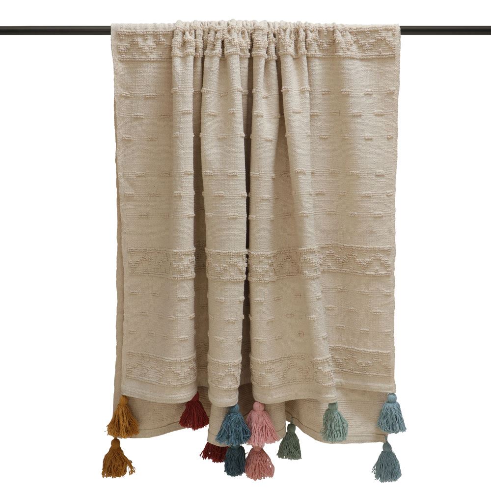Furn Boho Geometric Tufted 100% Cotton Tasselled Throw