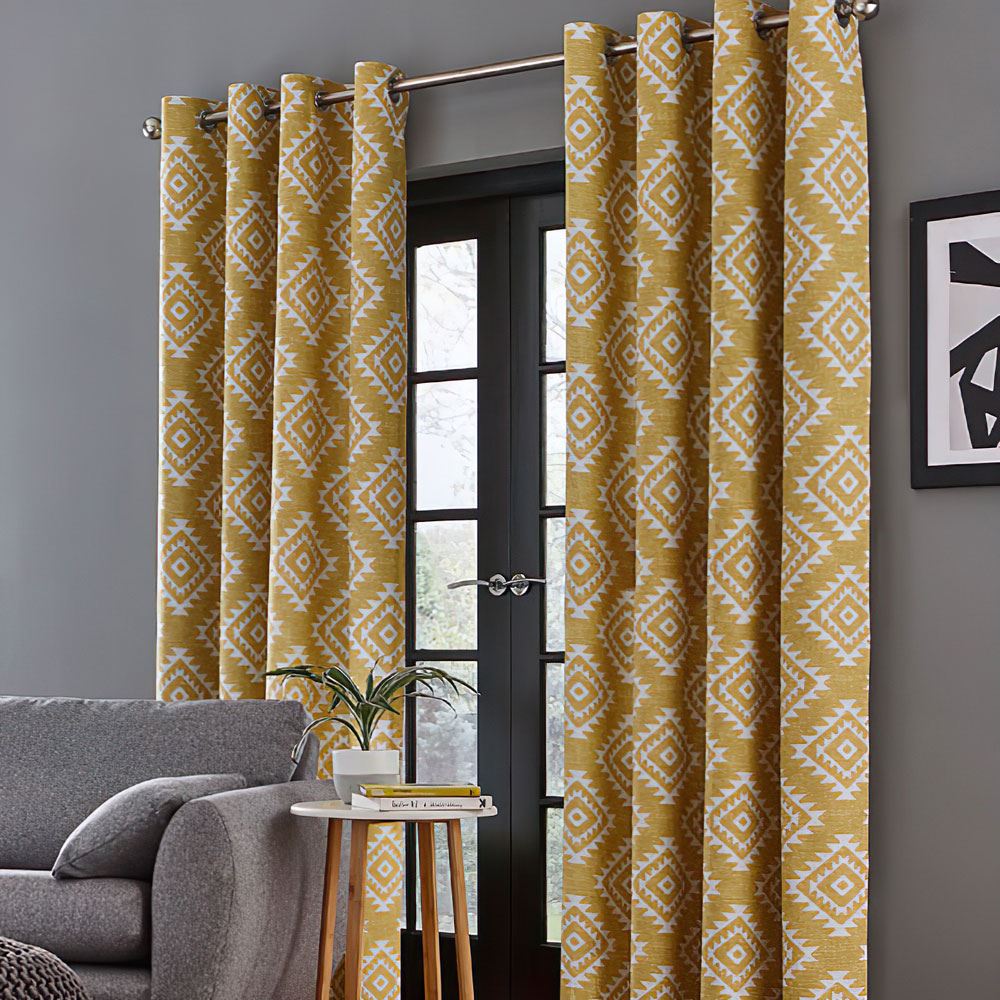 Catherine Lansfield Aztec Lined Eyelet Curtains