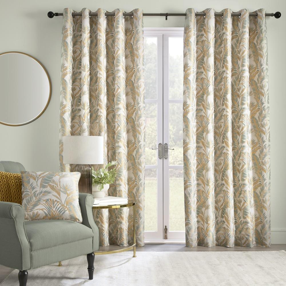 Laurence Llewelyn Bowen Paradise Palm Jacquard Eyelet Lined Curtains