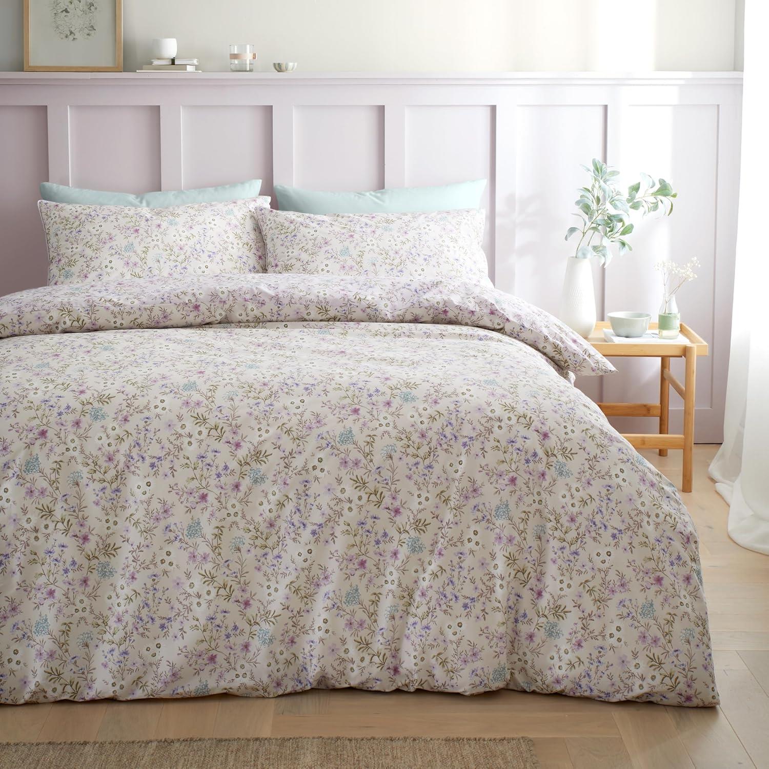 Bianca Ditsy Floral 100% Cotton Percale 200 Thread Count Reversible Duvet Cover Set