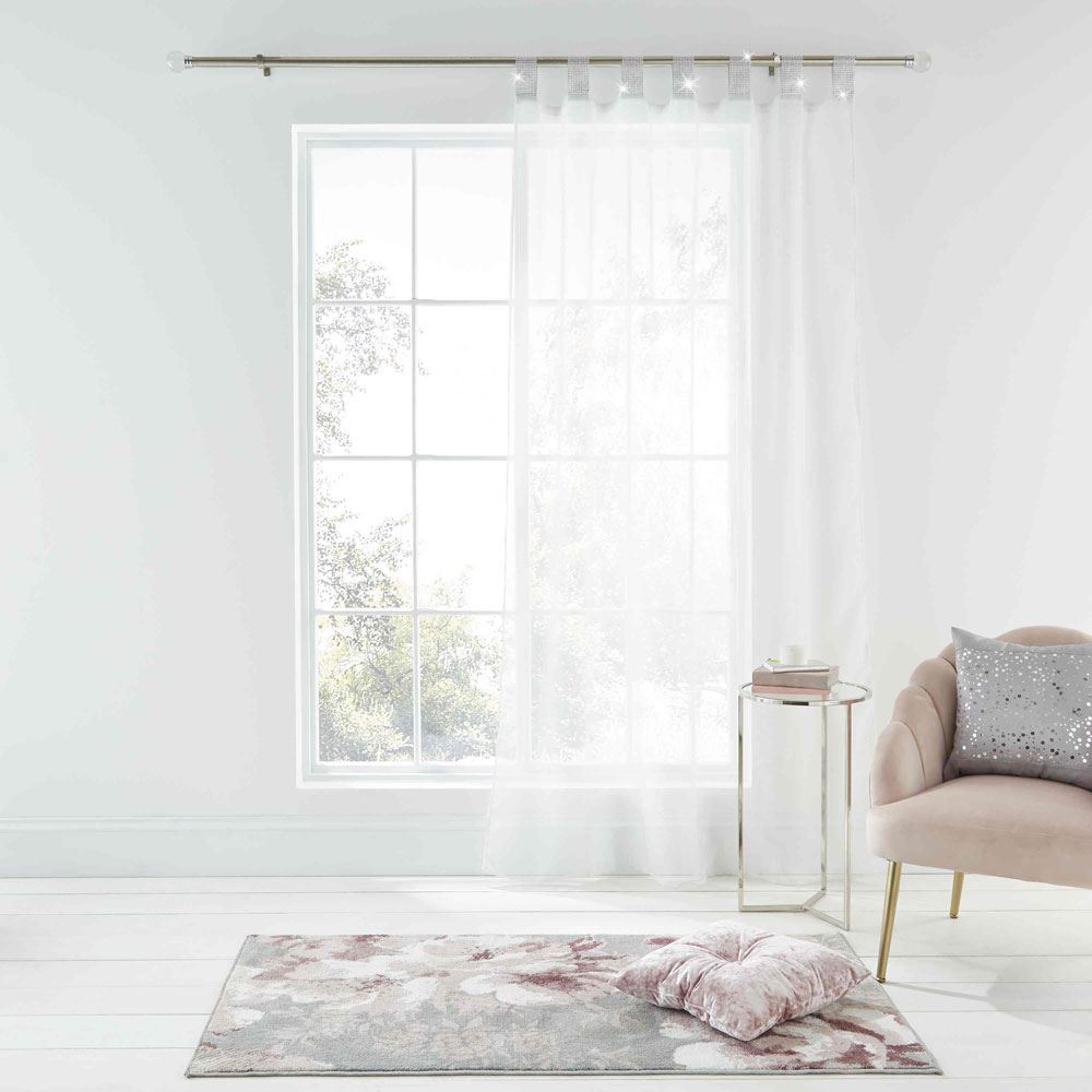 Catherine Lansfield Diamante Sparkle Tab Top Voile Curtain Panel
