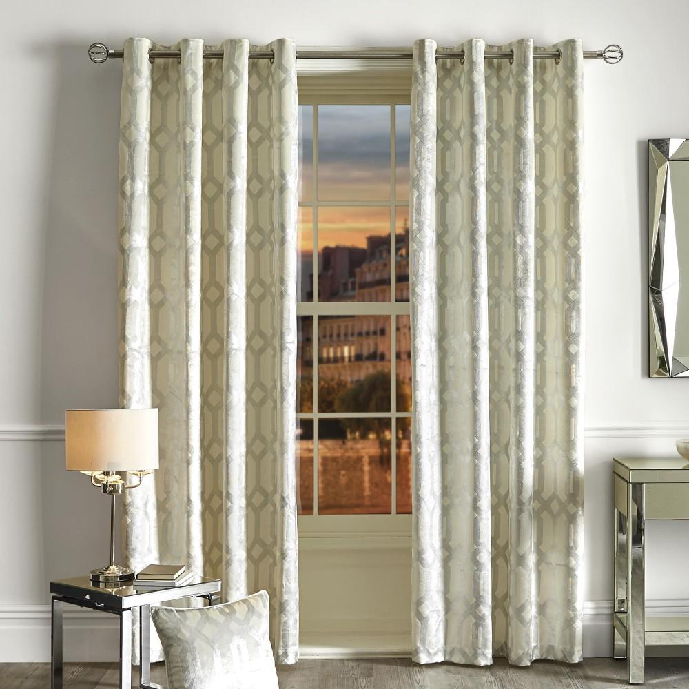 Curtina Darla Foil Print Velvet Eyelet Lined Curtains