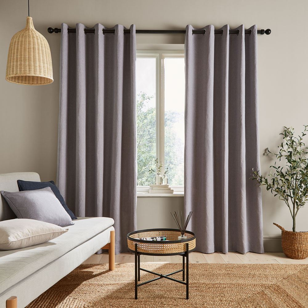 Catherine Lansfield Chambray Yarn Dyed 100% Cotton Eyelet Curtains