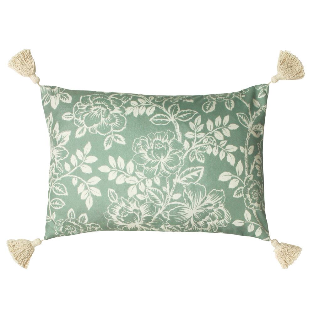 Paoletti Somerton Floral Print Tasselled Cushion Cover