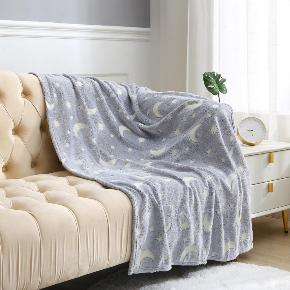 Night Zone Moon & Stars Glow In The Dark Super Soft Fleece Warm & Cosy Throw