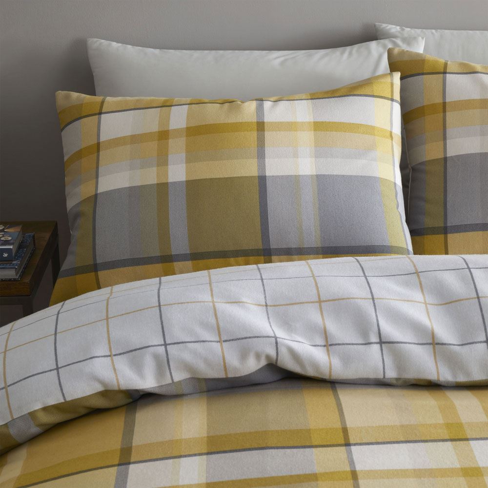 Catherine Lansfield Brushed Tartan Check Reversible Standard Pillow Cases