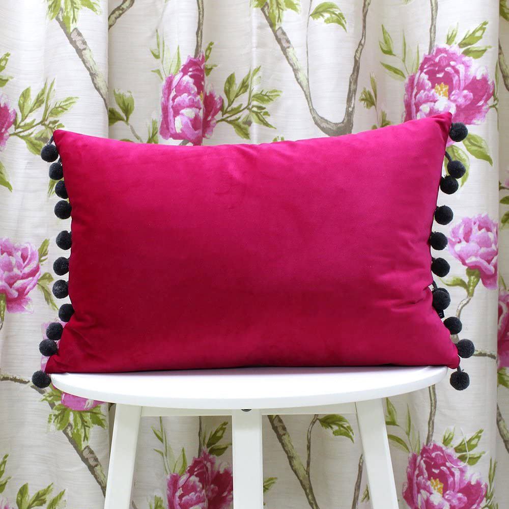 Riva Paoletti Fiesta Velvet Pom Pom Fringe Cushion Cover