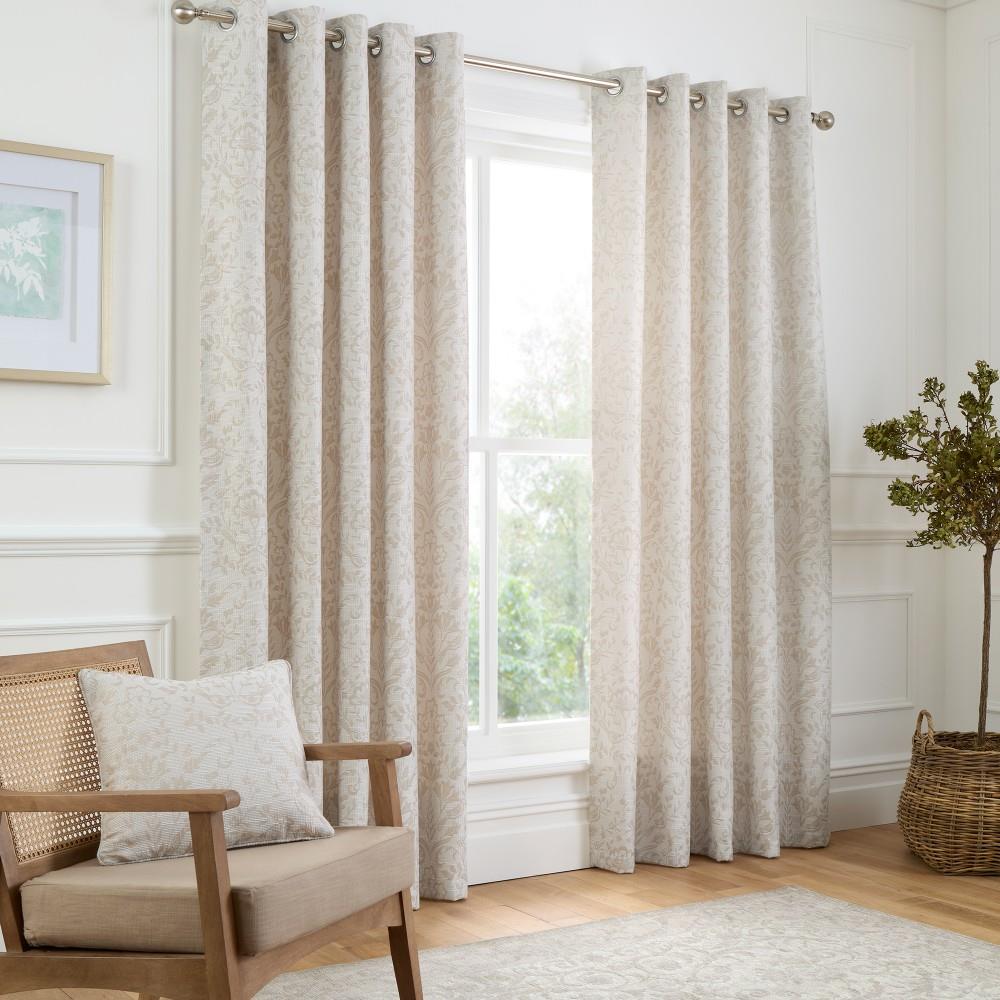Curtina Marple Floral Woven Jacquard Thermal Eyelet Lined Curtains