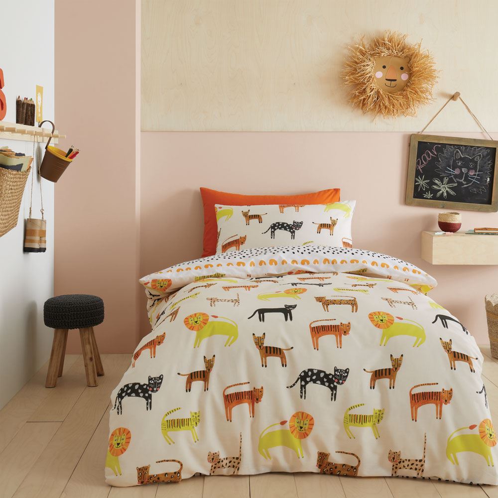 Pineapple Elephant Kids Khari Animals 100% Cotton Duvet Cover Set