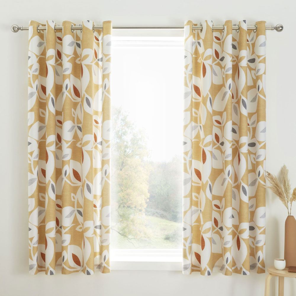 Catherine Lansfield Inga Leaf Lined Eyelet Curtains