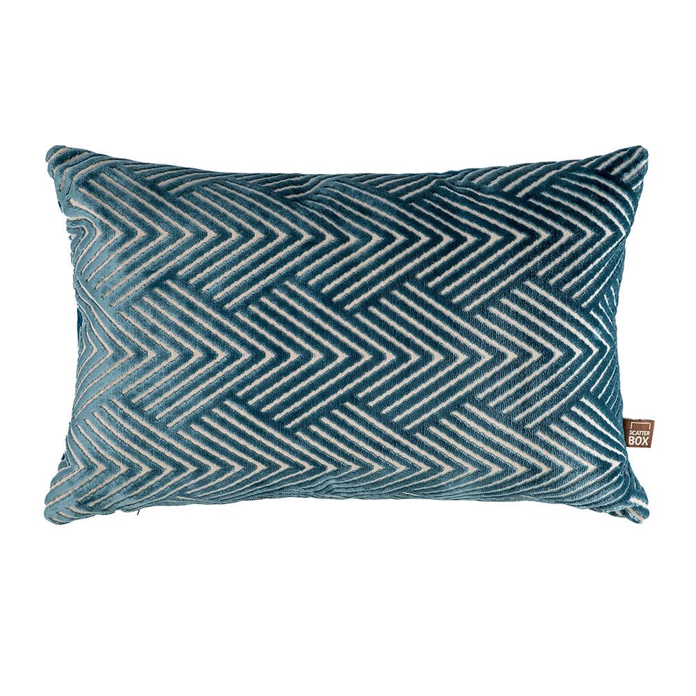 Scatter Box Vesper Geometric Cut Velvet Feather Filled Cushion