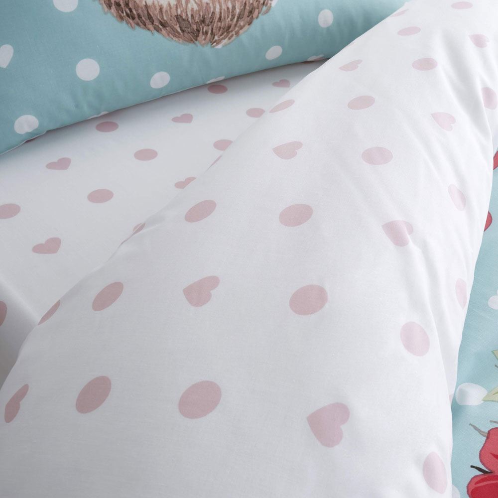 Catherine Lansfield Kids Polka Dot Heart Print Easy Care Fitted Sheet