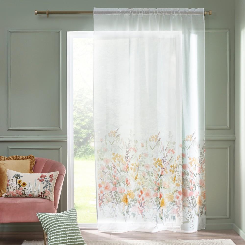 Catherine Lansfield Countryside Floral 140x137 cm Slot Top Voile Curtain