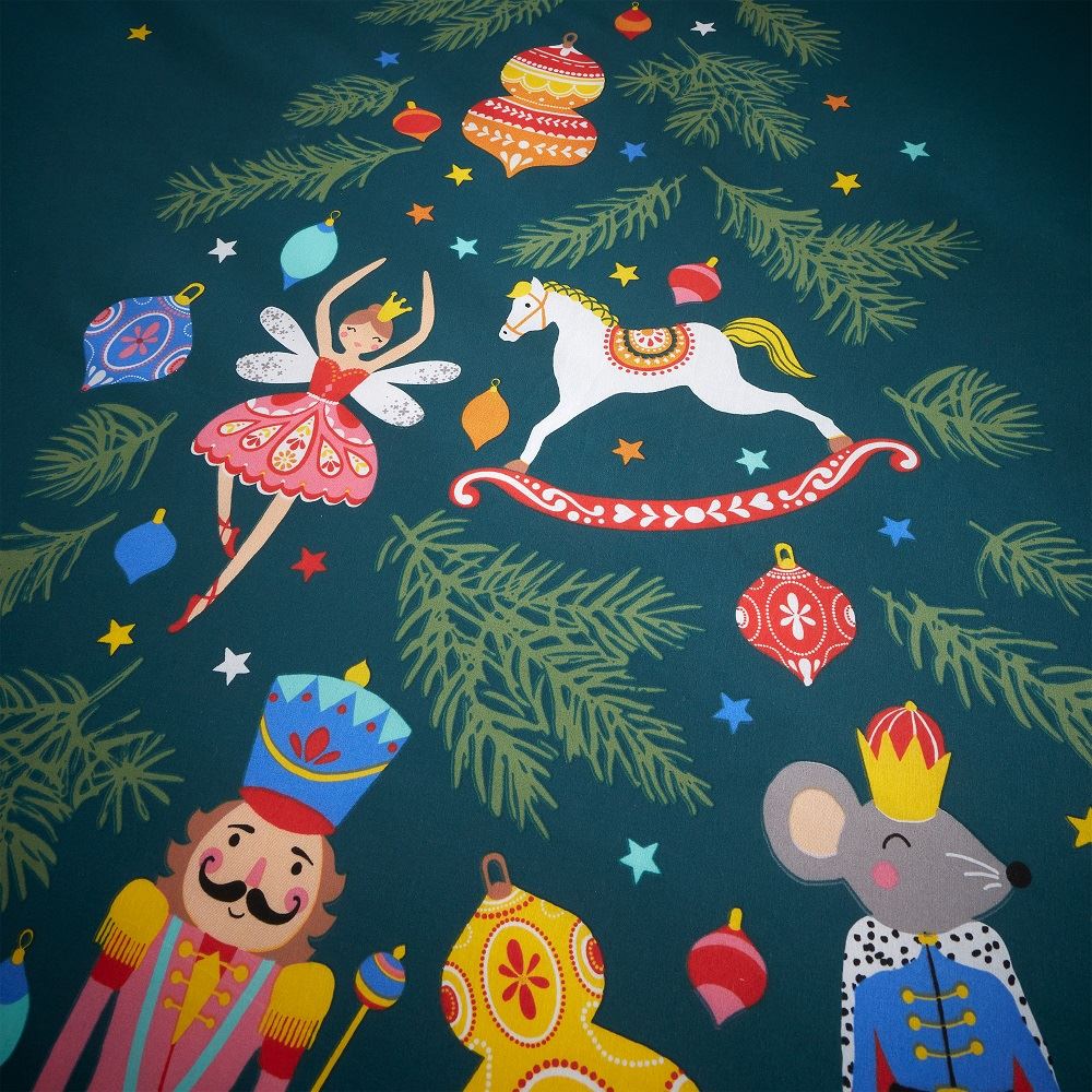 Catherine Lansfield Christmas Nutcracker Print Reversible Duvet Cover Set