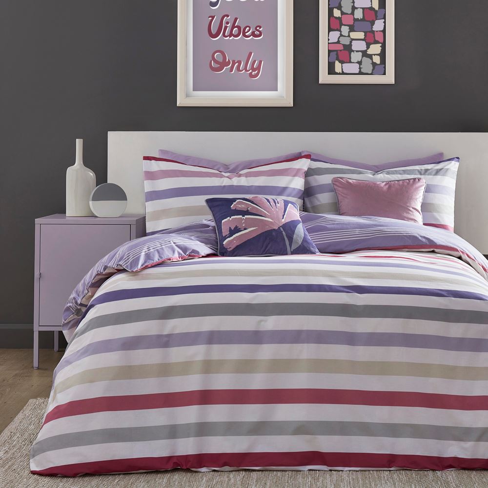 Fusion Carlson Stripe Easy Care Reversible Duvet Cover Set