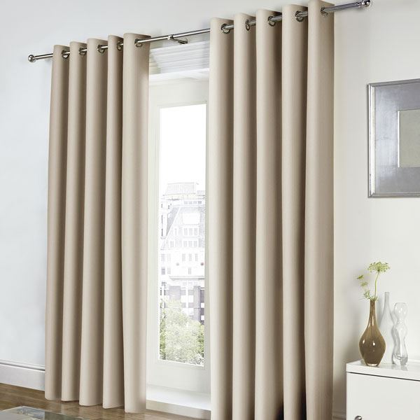 Fusion Freya Plain 100% Cotton Eyelet Lined Curtains