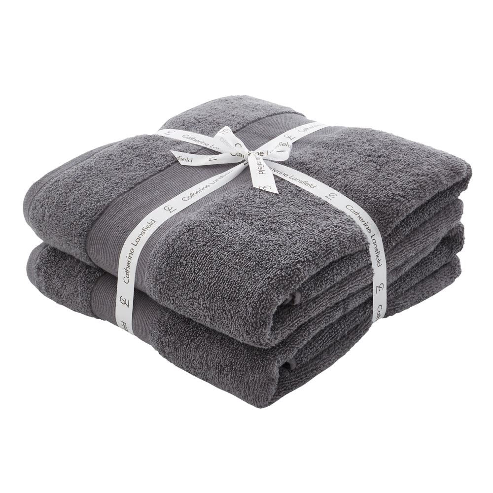 Catherine Lansfield Anti-Bacterial 100% Cotton Bath Sheet, 2 Pack