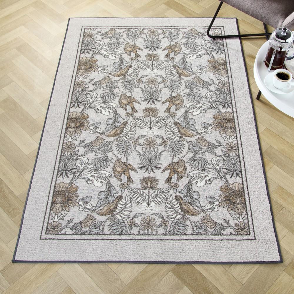 Dreams & Drapes Design Finch & Flower Bohemian Damask Woven Non-Slip Rug