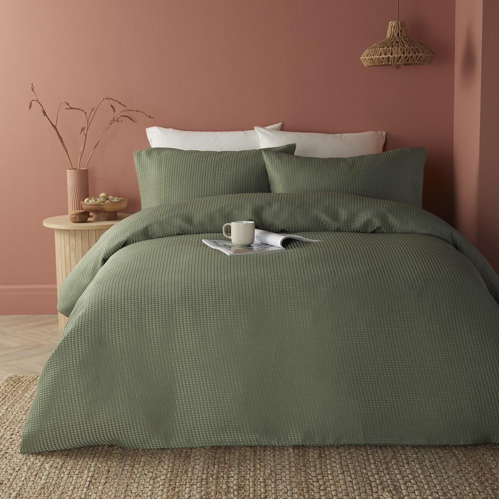 Serene Lindly Waffle Textured Easy Care Duvet Cover Set