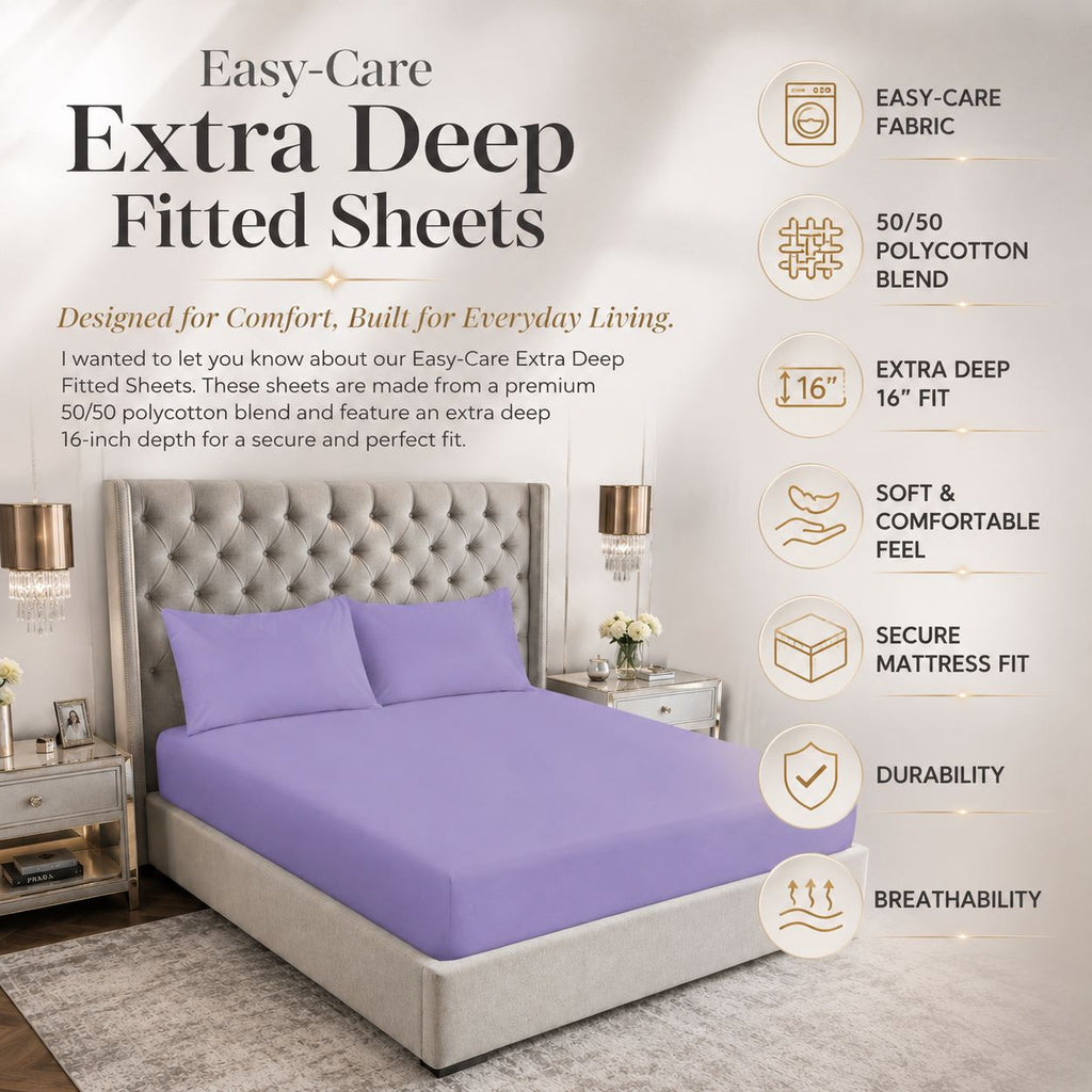 Night Zone Easy-care extra deep fitted sheets