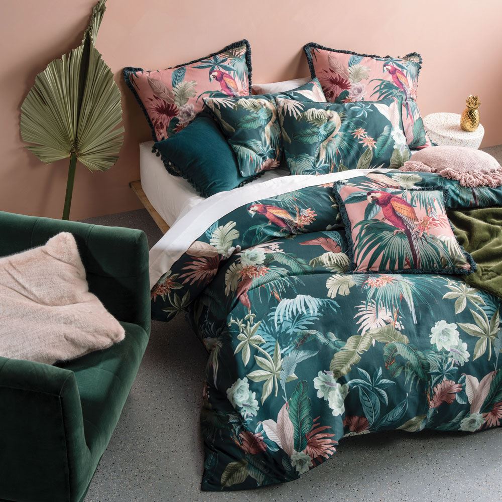 Linen House Fernanda Botanical Print 100% Cotton Reversible Duvet Cover Set