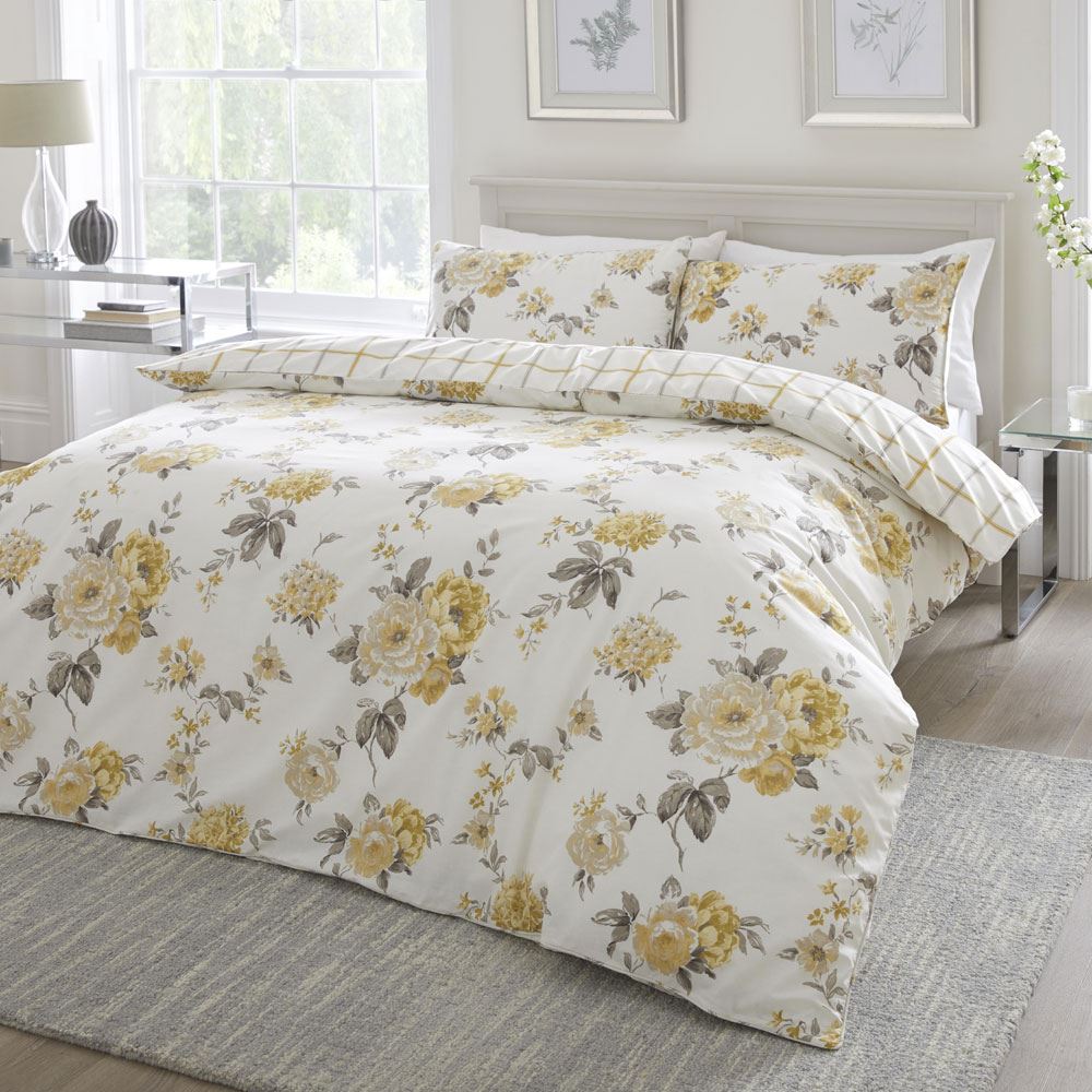 Dreams & Drapes Coniston Floral Check Print Reversible Duvet Cover Set