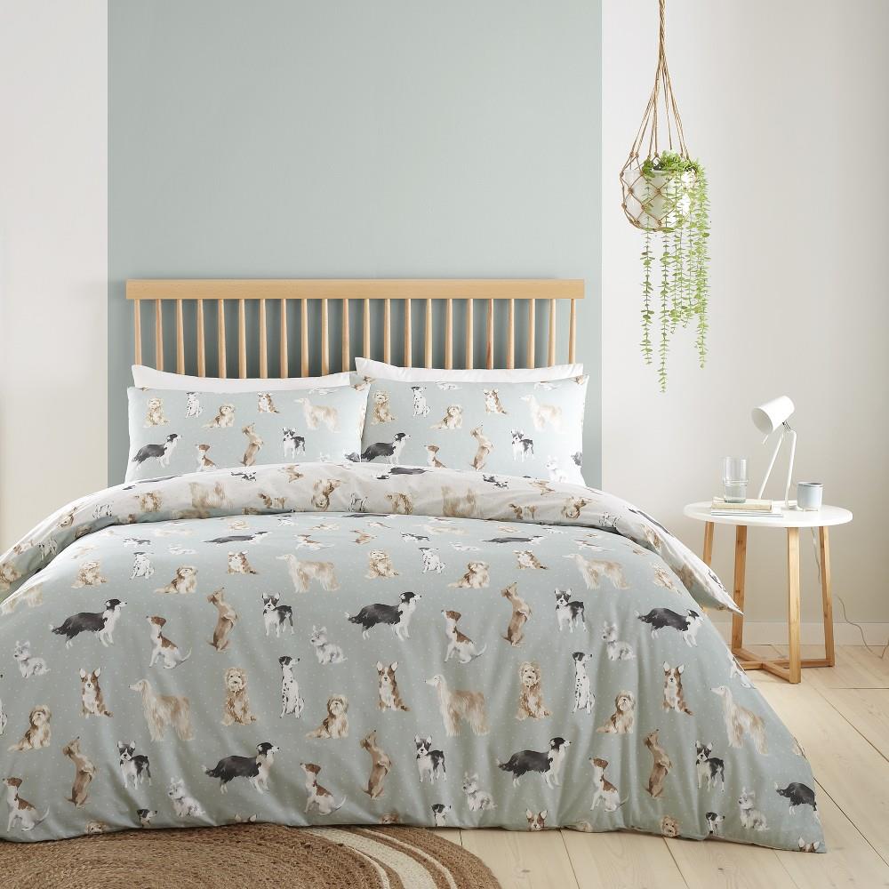 Fusion Cute Dogs Print Easycare Reversible Duvet Cover Set
