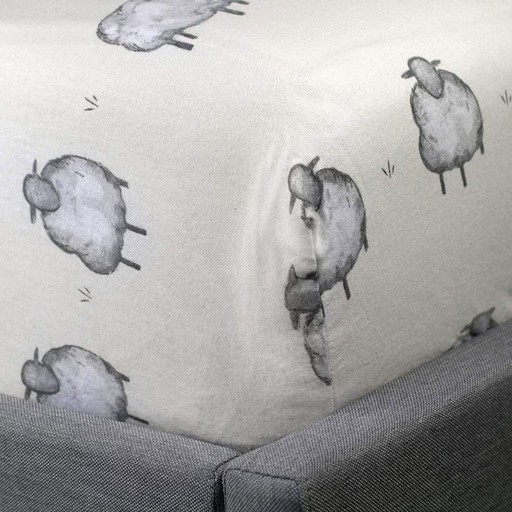 Fusion Country Sheep Print Reversible 100% Brushed Cotton Fitted Sheet