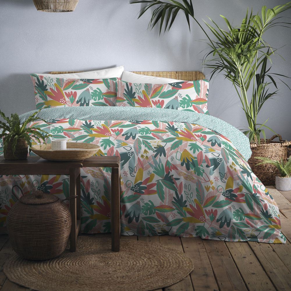 Fusion Rona Floral Print Easy Care Reversible Duvet Cover Set