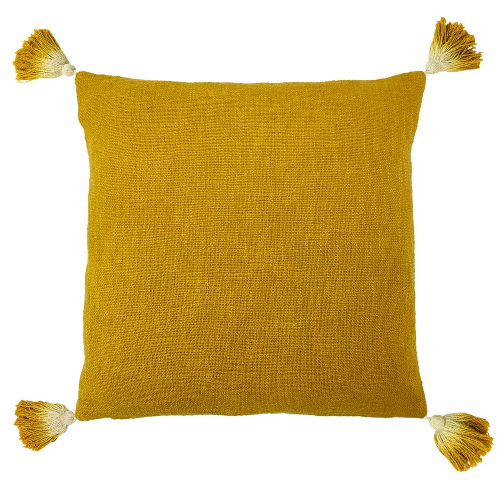 Furn Eden Textured Slub Knit 100% Cotton Tasselled Cushion Cover