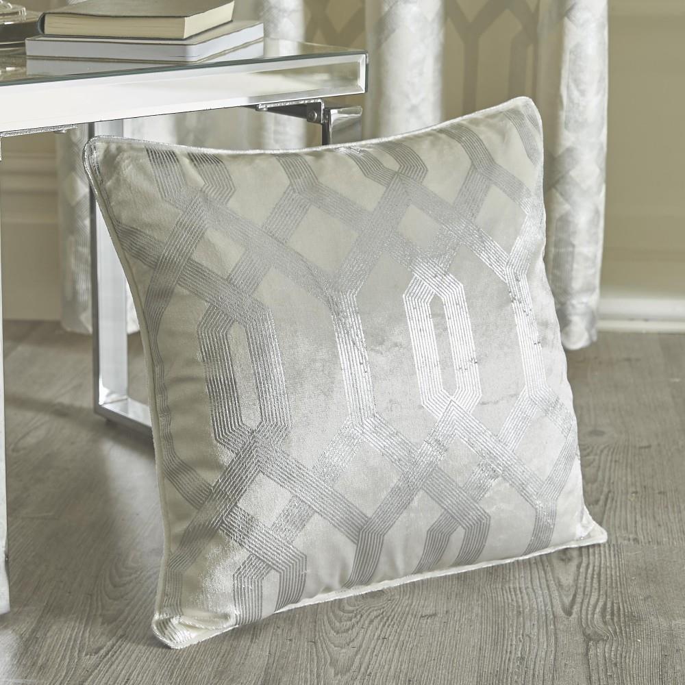 Curtina Darla Foil Print Velvet Piped Edge Filled Cushion